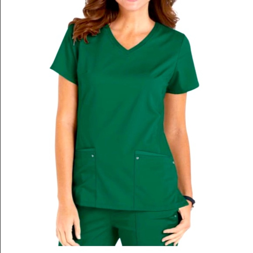 Hunter green scrub set healing hands yoga